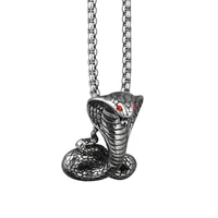 vintage red zircon inlaid cobra pendant necklace mens pendant fashion metal animal accessories hip hop punk jewelry party gift