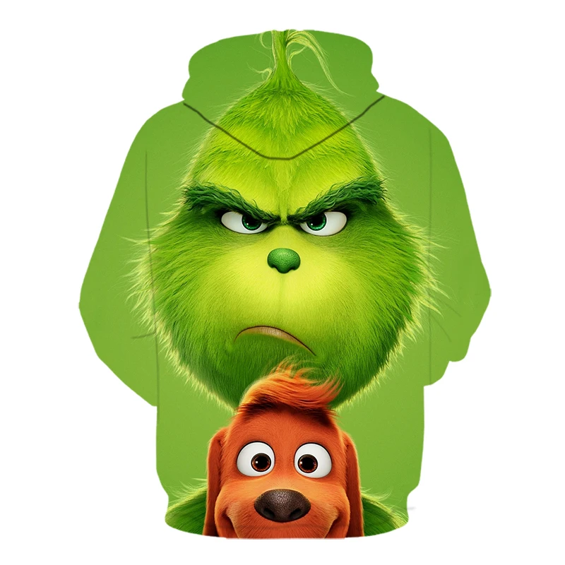 3D Толстовка Grinch Рождественская Толстовка мультфильм анимация зеленая Толстовка «монстры» Мужская и Женская Осенняя уличная одежда Азиатский Размер 6xl