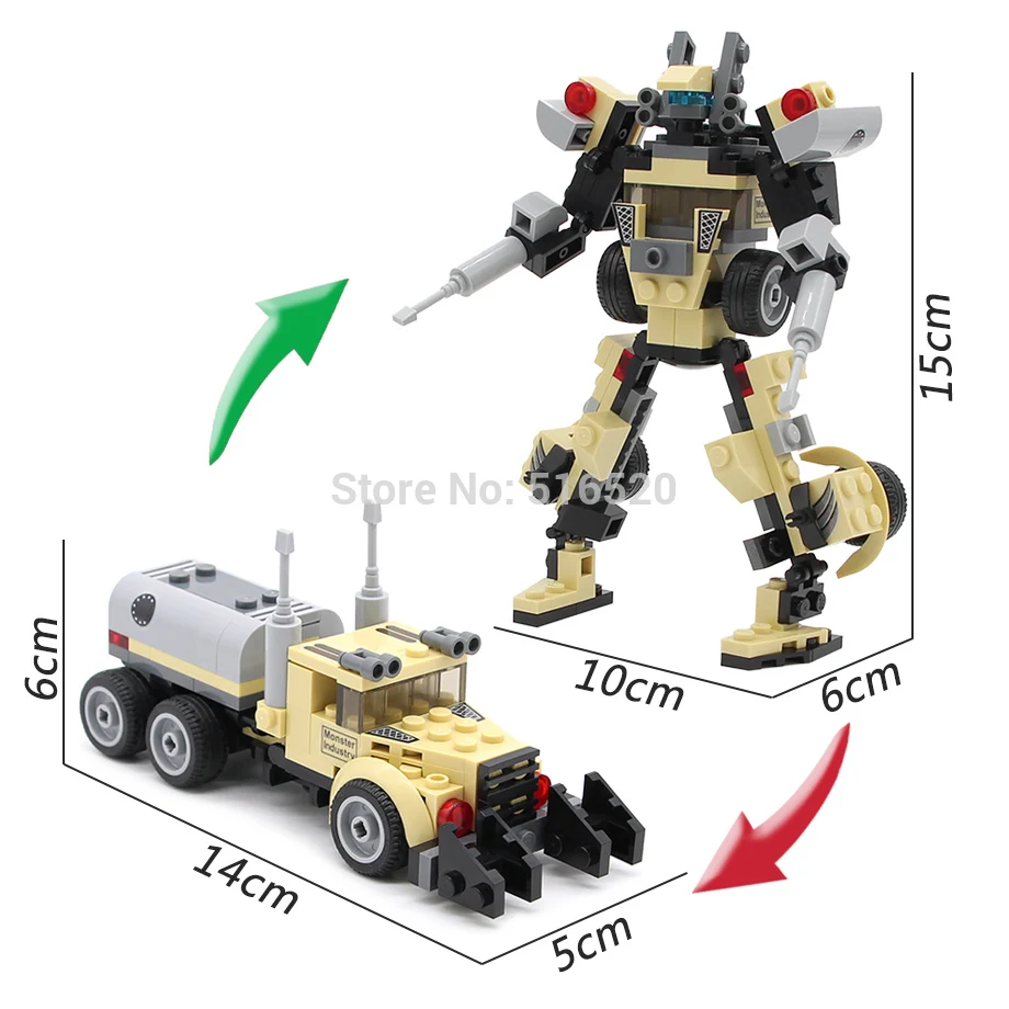Трансформер Robotcar превращается в робот создатель строительные блоки мини кирпичи