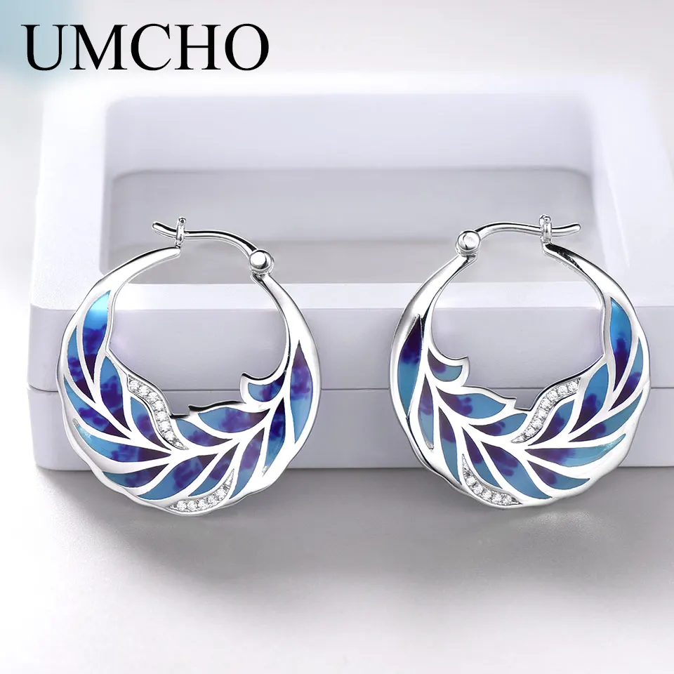 Женские эмалированные Серьги-клипсы UMCHO ручной работы с цветами и фианитами |