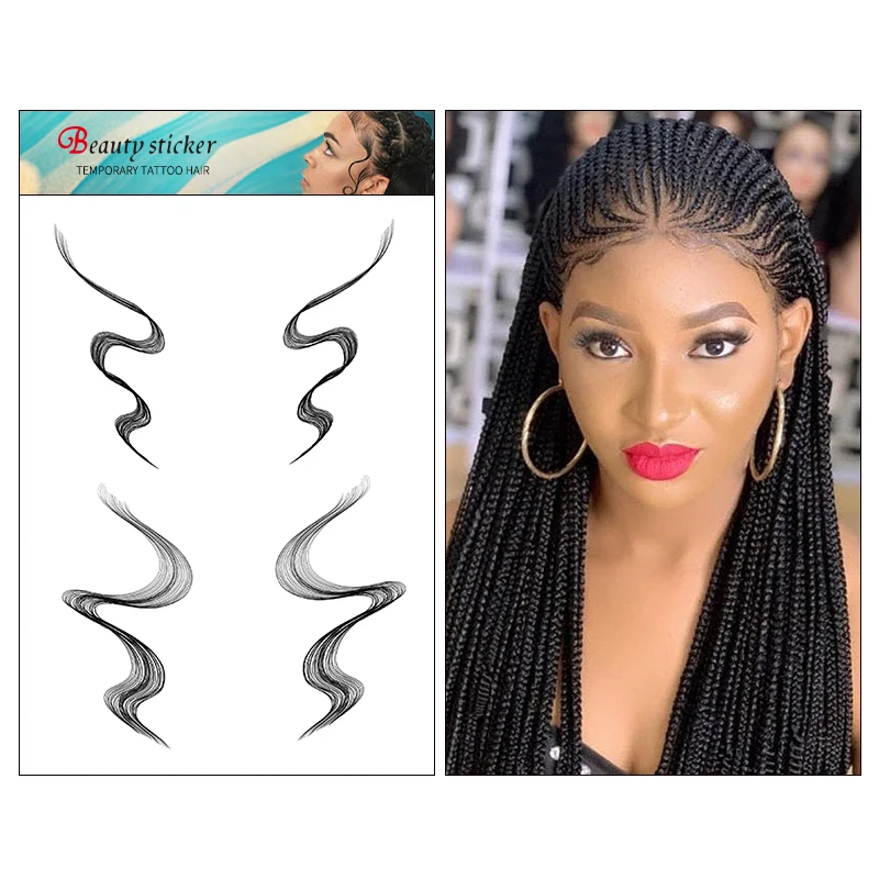 

New Design Edges Hairstyles Girls Custom Hairline tattoo sticker for tattoo hair Women's Tatoo Curl Hair Fake Temporary Tattoos