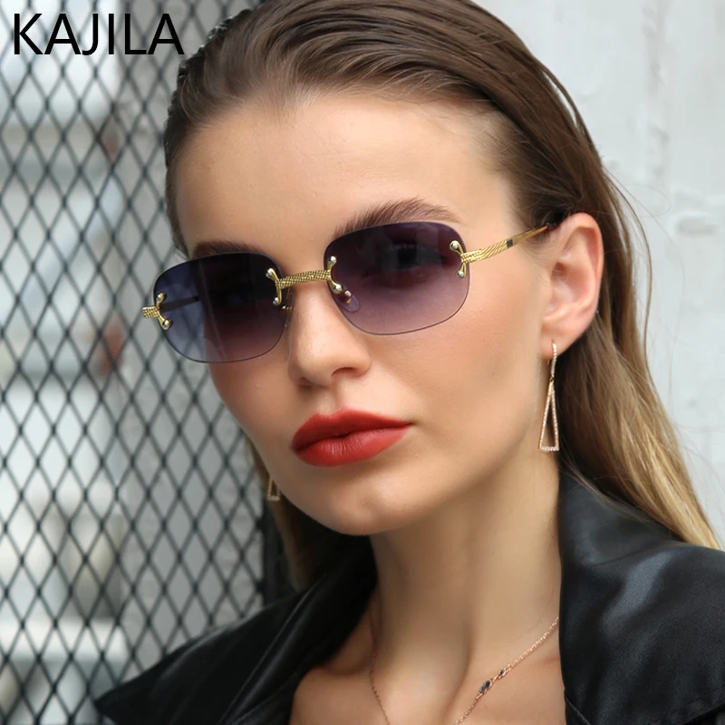 

Rimless Sunglasses Women 2021 Luxury Brand Square Frameless Sun Glasses For Men With A Box Ladies Vintage Sunglass Gafas De Sol