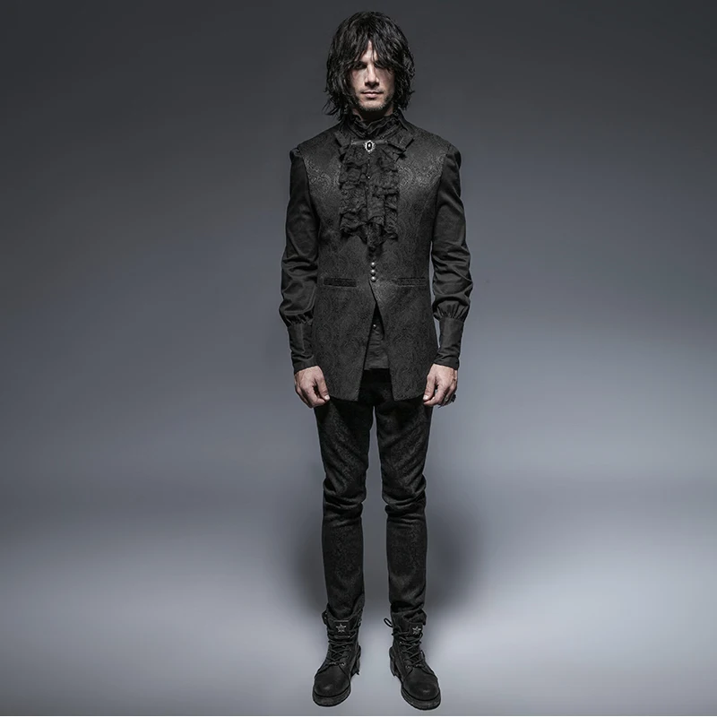 Жилет мужской с V-образным вырезом роскошный черный приталенный жилет без