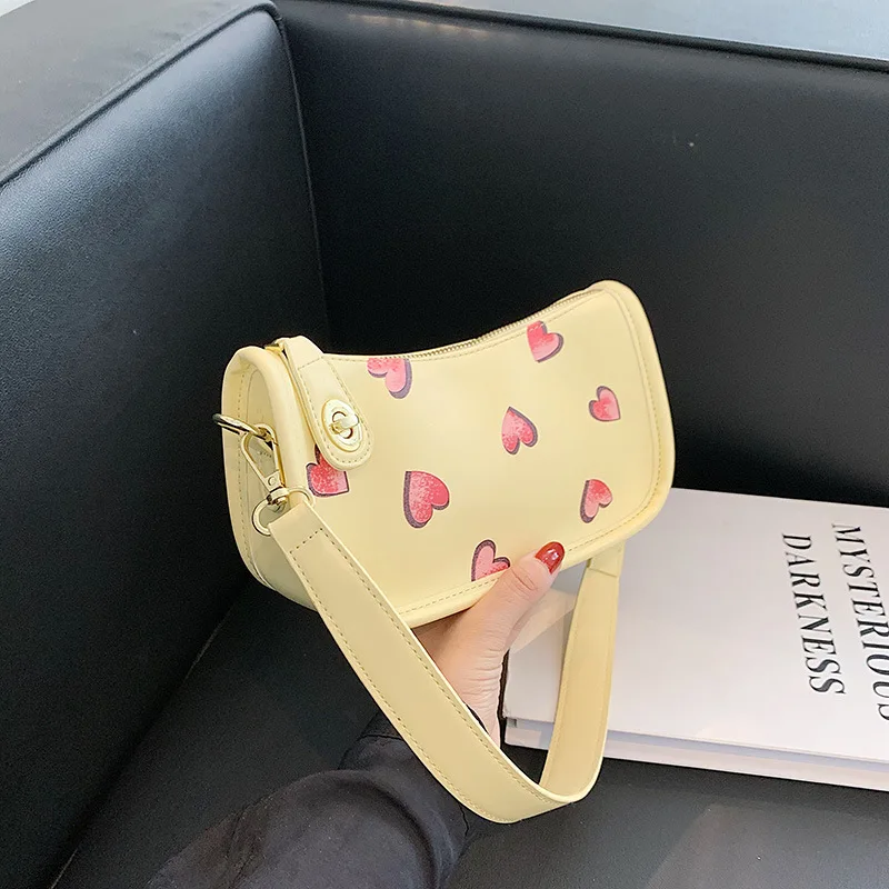 

2021 Trendy Pearl Yellow Handbag Women Small Cross Body Phone Bag Fashion Anti-seft Fruit Clutch Purses Wide Strap Shoulder Bag