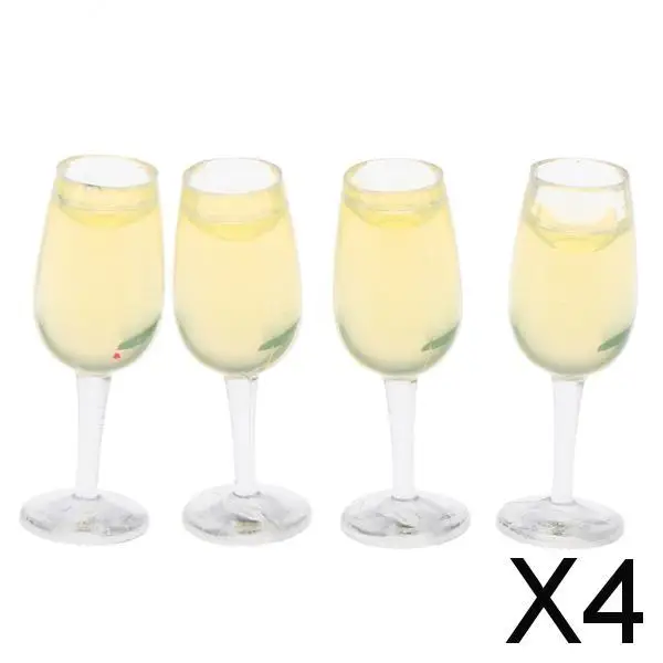 

4x4x Dollhouse Miniatures Plastic Wine Glasses Kitchen Table Decoration