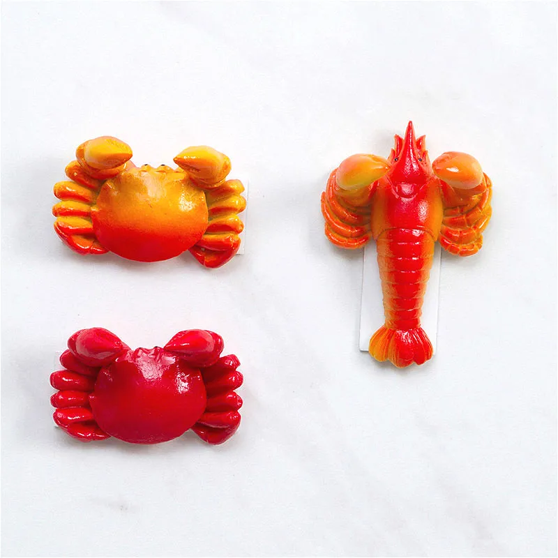 Мультяшная настенная вешалка без отверстий крючок из смолы креветка краб