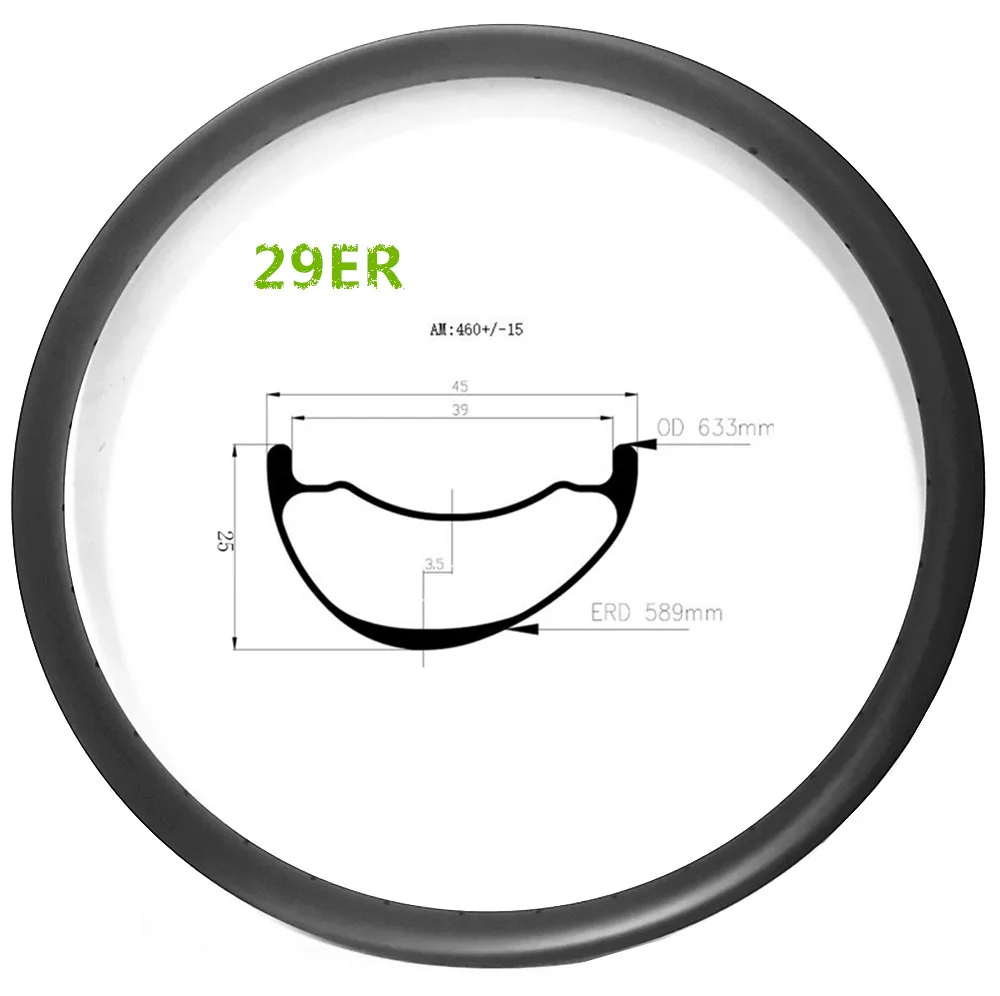 Kaufen Asymmetrische 29er Mountainbike Carbon Scheiben Bremse Rad 45mm Breite 25mm Tiefe Rad Tubeless Glänzend/matt Mtb 29 Zoll Carbon Felge
