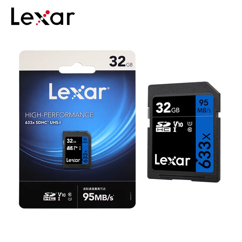 

100% Original Lexar 633x SD Card Class 10 UHS-I 32GB High Speed 95M/s V30 64GB 128GB U3 Memory Card For 1080p HD 4K Camera