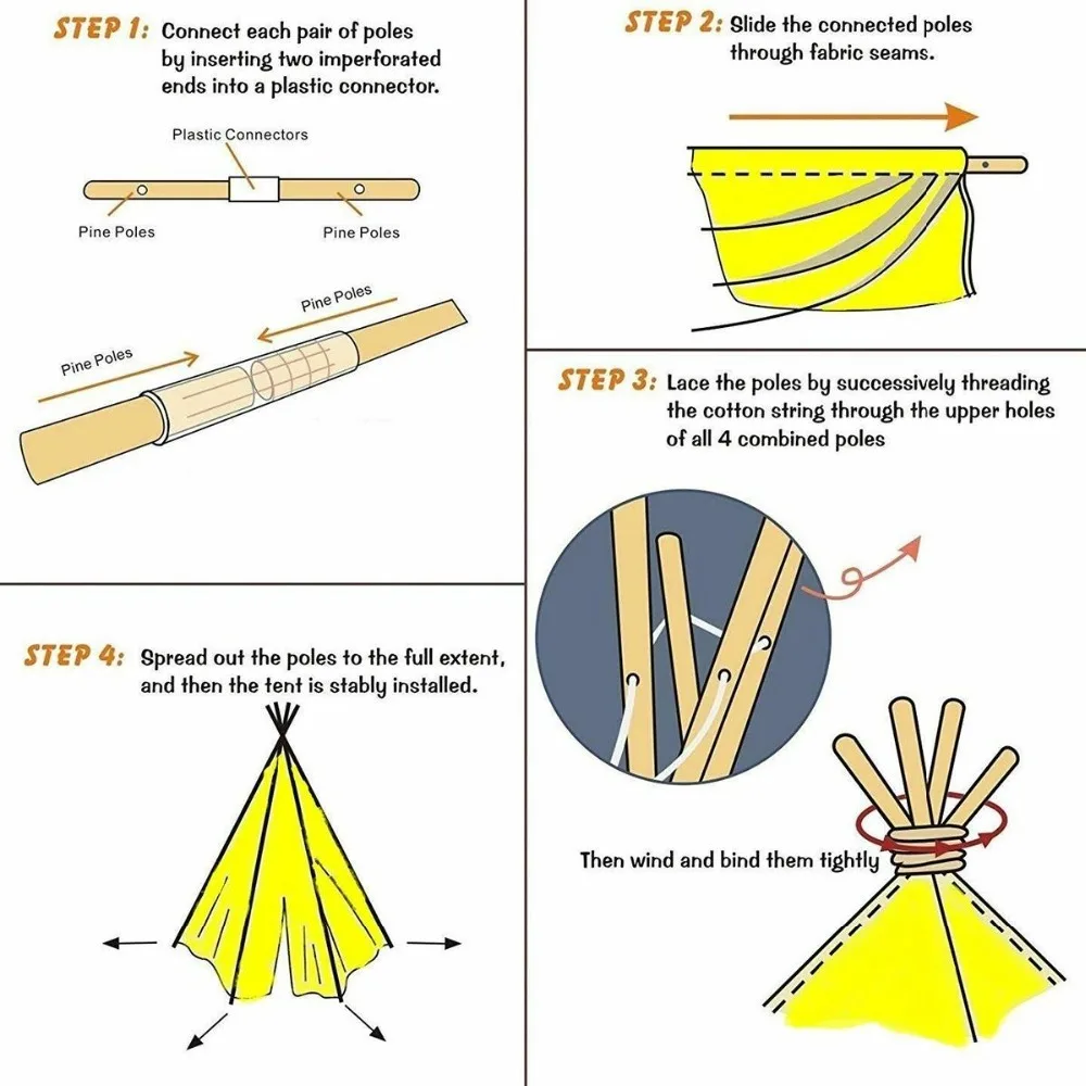 

Large Teepee Tent Play Tent kids Toys With Mat Outgoing Toys Portable Child Room Decor Canvas Original Triangle Tipi
