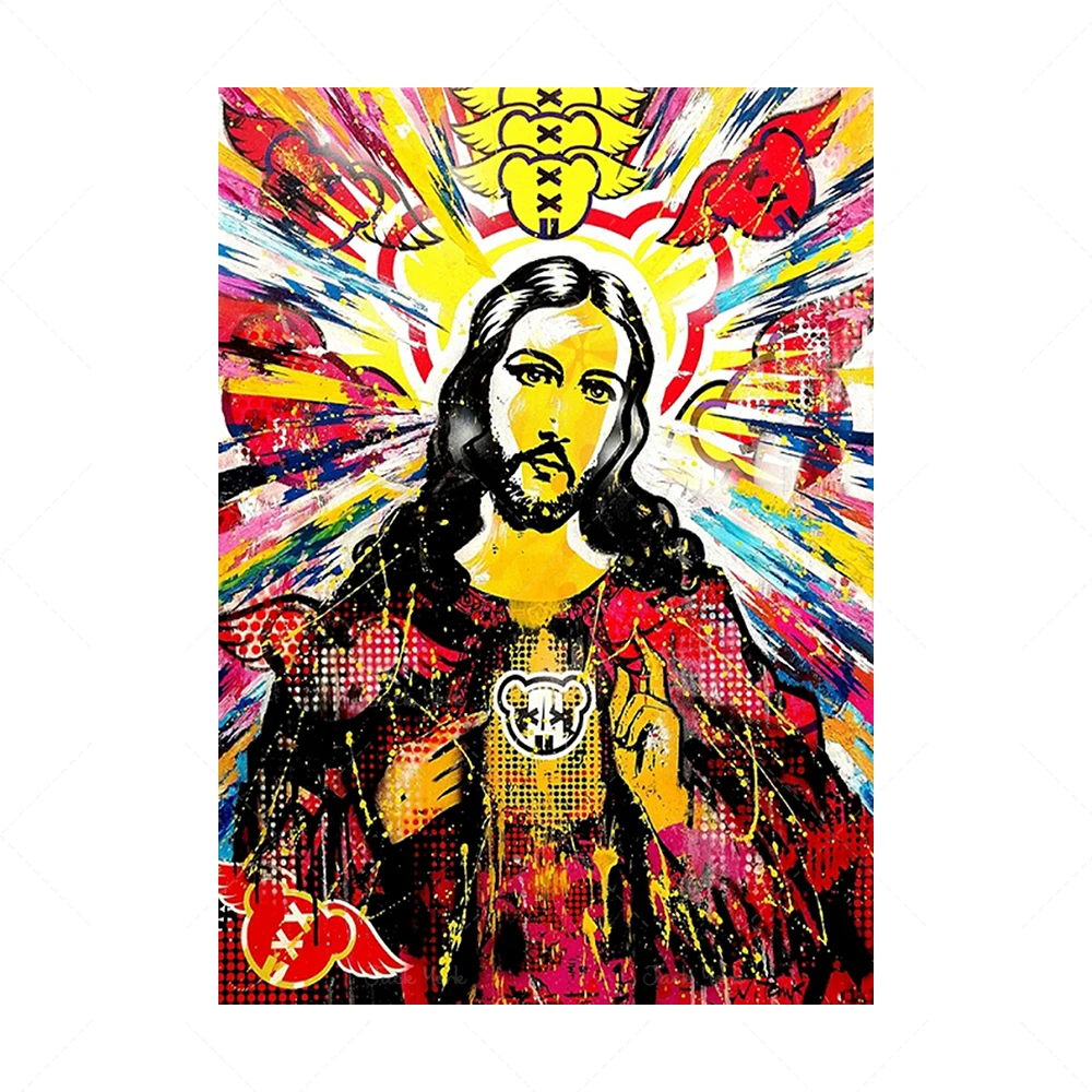 Граффити абстрактный постер Иисуса Бога благотворительность-это чистая любовь
