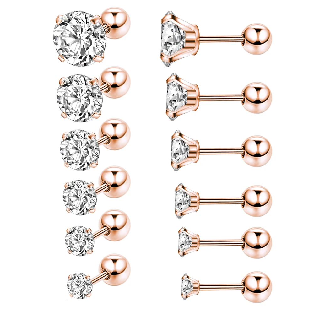 

Серьги-гвоздики женские, из нержавеющей стали, 3-8 мм