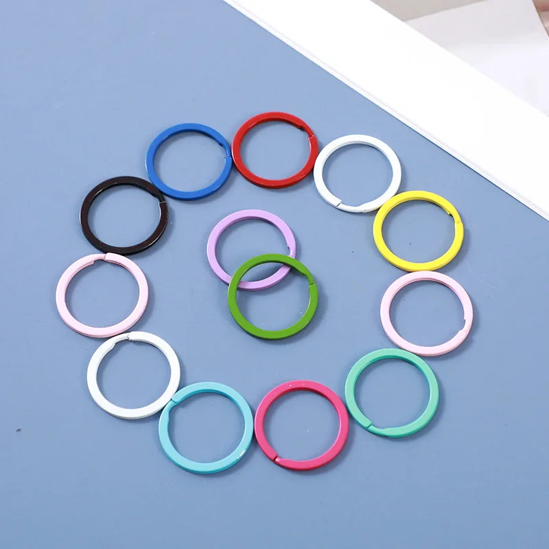 

10pcs 30mm Colorful Painted Round Blank Split Key Ring Holder Fit DIY Women Men Key Chain Keychain Sleutelhanger Jewelry Making
