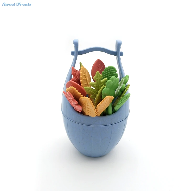 16 шт. набор зеленых биоразлагаемых вилок для фруктов и салатов | Дом сад