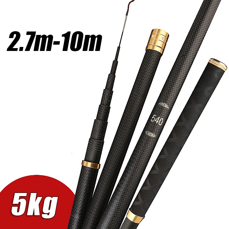 

Telescopic Stream Rod 4.5M/5.4M/6.3M/7.2M/8M/9M/10M Carbon Reservoir Pond Fishing Rod Super Light Hard Fiber Hand Fishing Pole