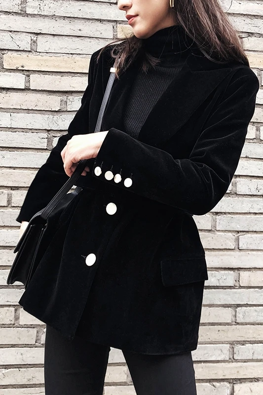 Женская одежда бархатный маленький пиджак женский новый осенний дизайн тонкий