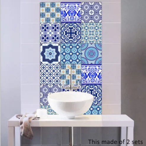 Фарфоровая сине-белая кафельная паста наклейка с кирпичным рисунком на стену