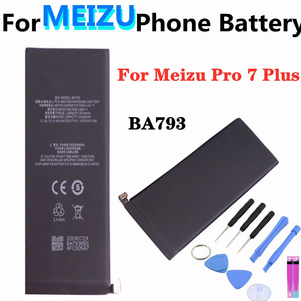

3510mAh BA793 Replacement Battery For Meizu Pro 7 Plus M793Q M793M M793H Battery High Quality Mobile Phone Batteries + Tools