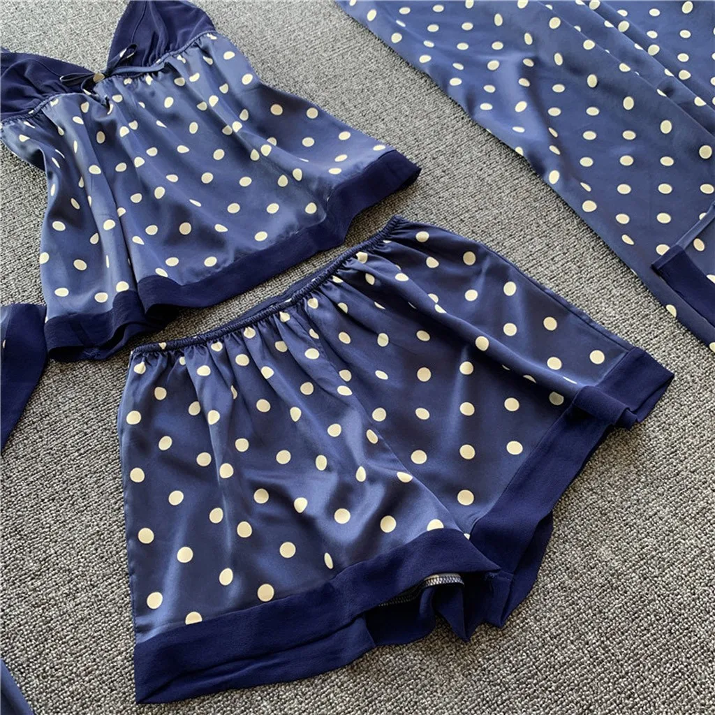 Весна 2020 Женская атласная шелковая пижама кардиган ночная рубашка халат халаты