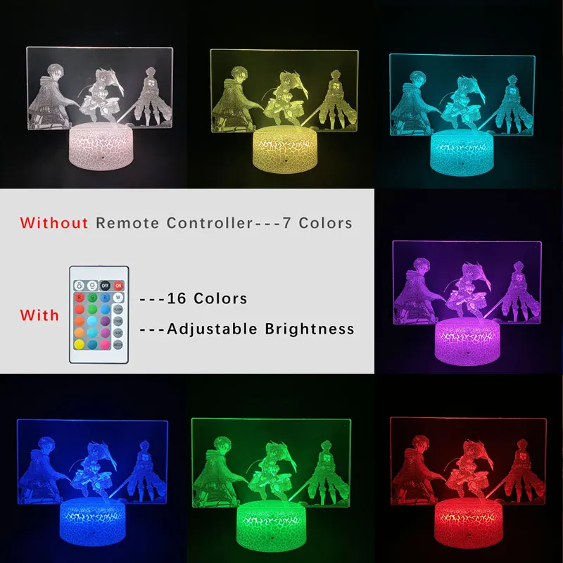 

Anime Attack on Titan 3D Picture Lamp Action Figure 7 Colors Touch Optical Illusion Table Lamp Home Decoration Birthday Gift