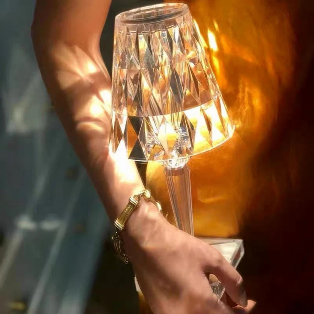 

Transparent Crystal Table Light Acrylic Prism Desk Lamp Room Beside Night Lights Indoor Lighting Accessories Supplies