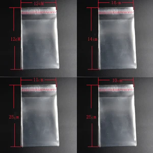 Прозрачные самоклеящиеся пластиковые пакеты, 7x10 см, 10x10 см, 10x12 см, 11x14 см, 12x12 см, 14x14 см, 16 см, 100 шт. 14 см 18 см x 14 см