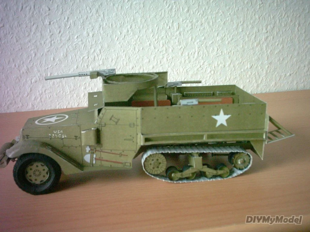 DIYMyModeI-veh&iacute;culo blindado Us m3a2, bricolaje, manual, modelo de papel, juguete hecho a mano, rompecabezas, regalo, utillaje de pel&iacute;cula-0