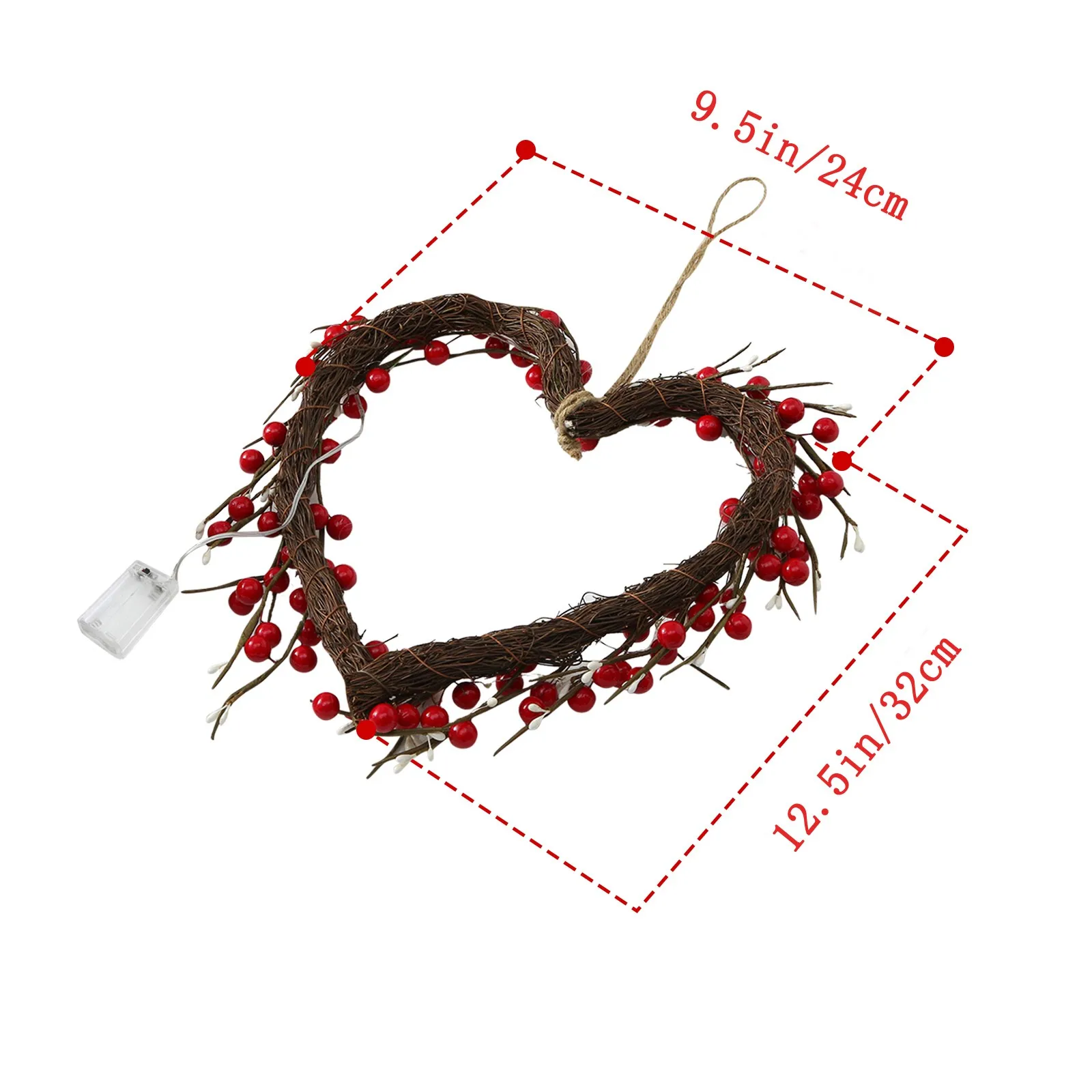 

16-inch Heart-shaped Valentine's Day Decorative Garland With Lights
