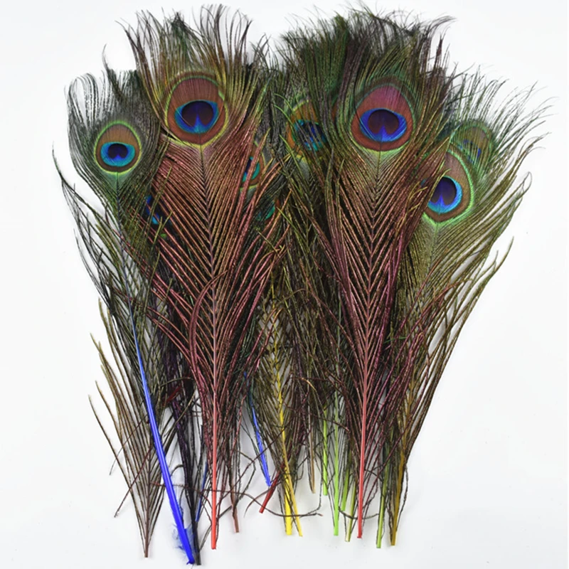 

10Pcs/lot Natural Dyed Peacock Feathers for Crafts 25-30cm Peacock Feather Home Wedding Feathers Decoration Carnaval Assesoires