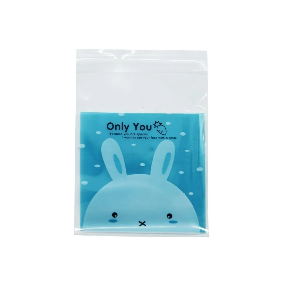 Blue Rabbit 50/100 шт пластиковые конфеты и печенье само-герметизирующий пакет мультфильм Подарочная сумка для выпечки мешок для дня рождения свадьбы вечеринки ребенка душа Декор - Цвет: Blue Rabbit