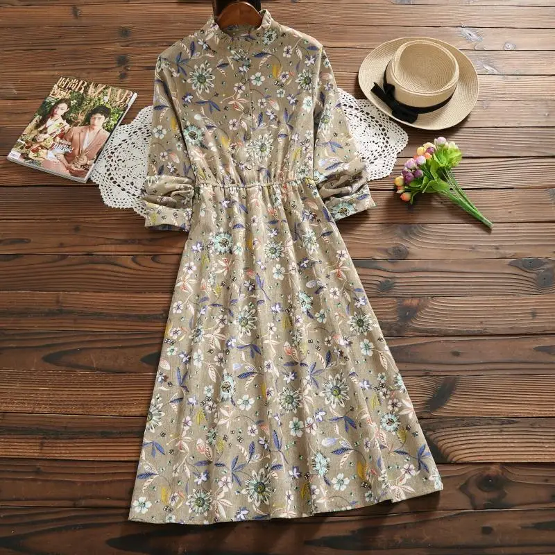 Женское вельветовое платье Banulin осенне зимнее приталенное с длинным рукавом и