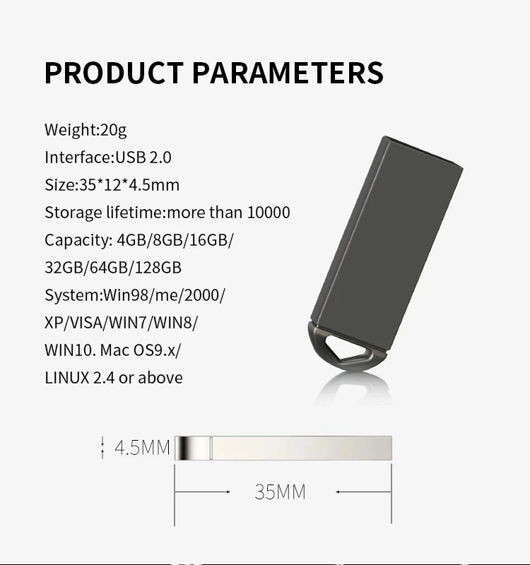 Металлический USB флеш накопитель 64 ГБ 32 16 8 4 Гб 2 30 шт.|USB флэш-накопители| |