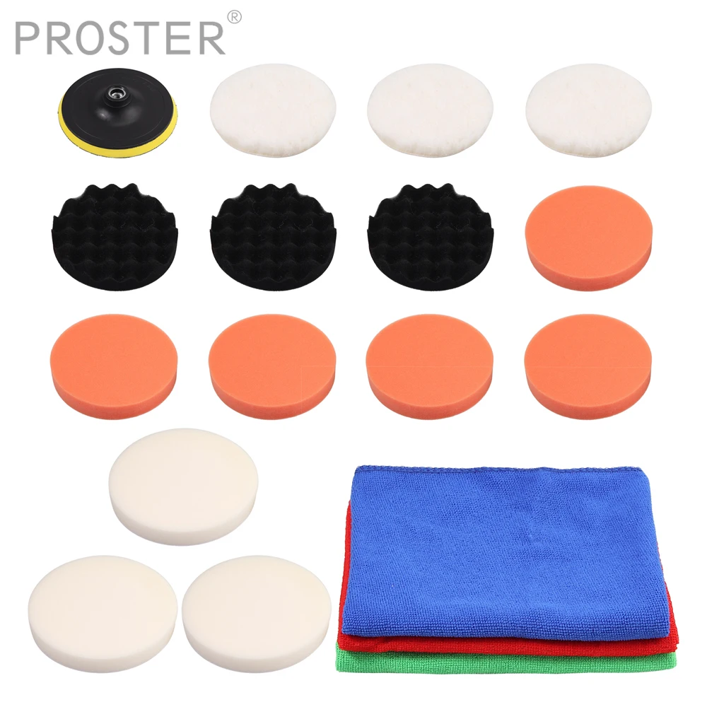 Набор губок Proster для полировки колеса 18 шт. набор на липучке с поворотной