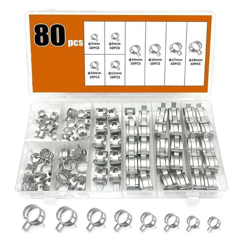 

80 Pieces Spring Clip Plumbing Tools for Fuel Line Hose Water Pipe Air Tube