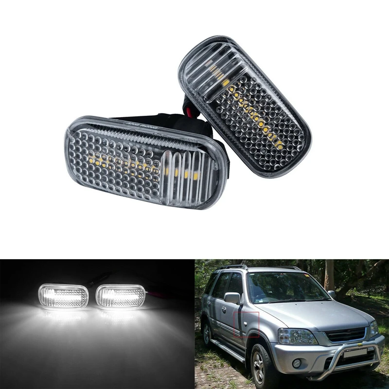 

New2Pcs Car Clear Lens LED Side Marker Turn Signal Indicator Light White for Honda Civic Jazz 34301-S5A-013