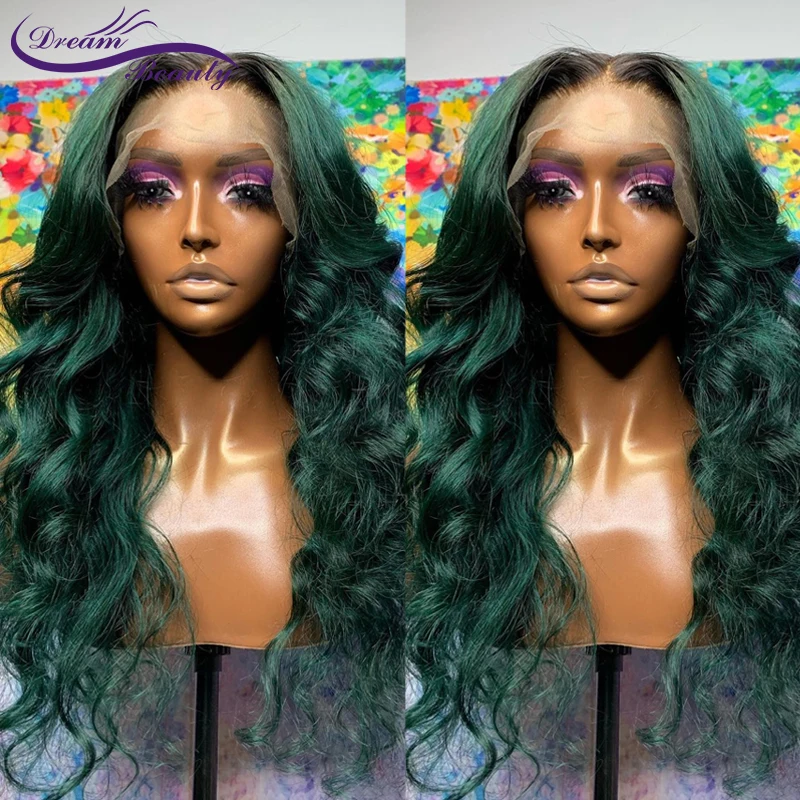 Dream Beauty темно-зеленый цвет 13x 4 кружевные передние человеческие волосы парики для