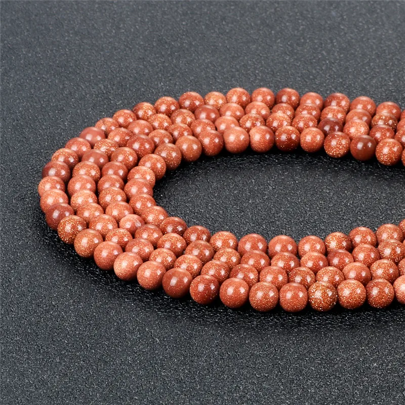 Оптовая продажа Круглые бусины 8/6/4 мм из натурального песка золотистого цвета