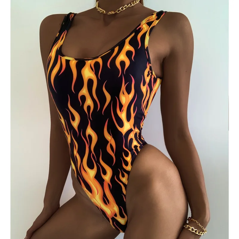 

Summer Sexy Print One-Piece Swimsuit Closed Female Swimwear Push Up Body Women's Swim Wear Bathing Suit Beach Pool Bather 2021