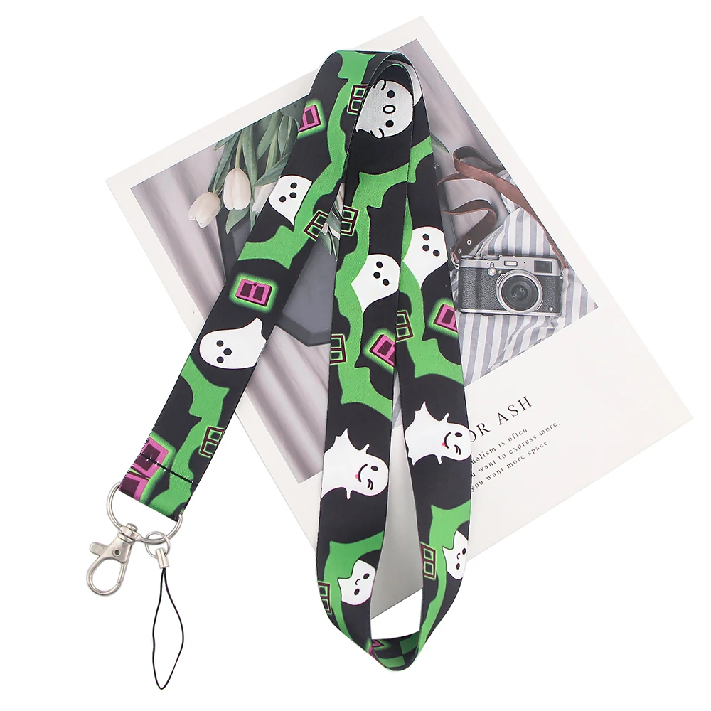 

24pcs/lot MD265 DMLSKY Cartoon Kawaii Ghost Lanyard For Keys Phone Strap Neck Strap Keychain Lanyards ID Badge Holder