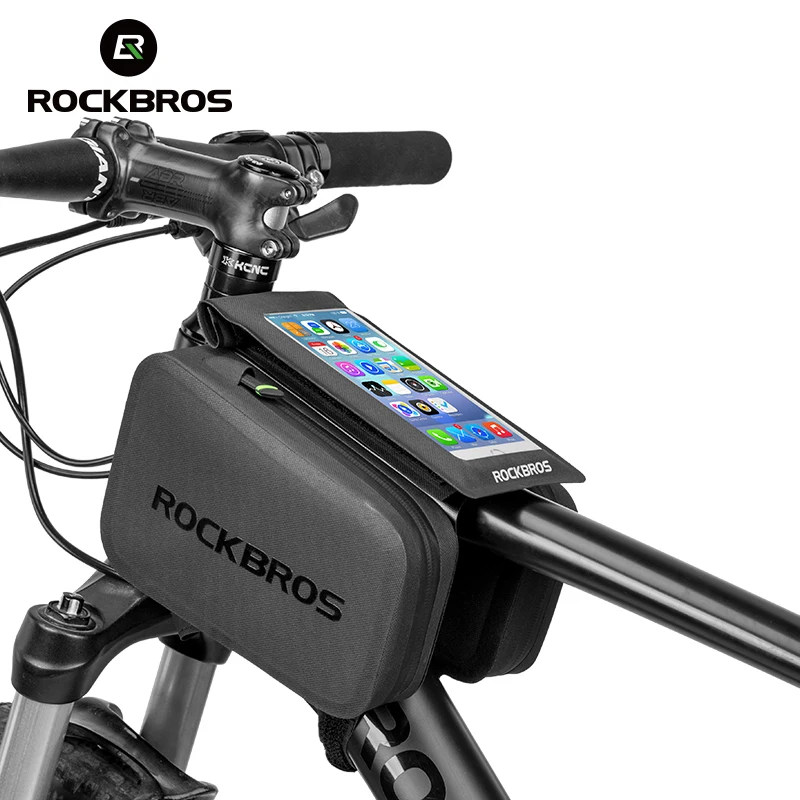 ROCKBROS, 2 в 1, велосипедная сумка, водонепроницаемая, с сенсорным экраном, велосипедная сумка, MTB, для шоссейного велосипеда, верхняя труба, рама, 6,0 дюймов, экран, Съемная сумка для телефона