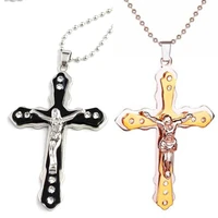 fashion double pendant necklace christian jesus cross pendant titanium steel necklace gift giveaway party necklace chain gifts