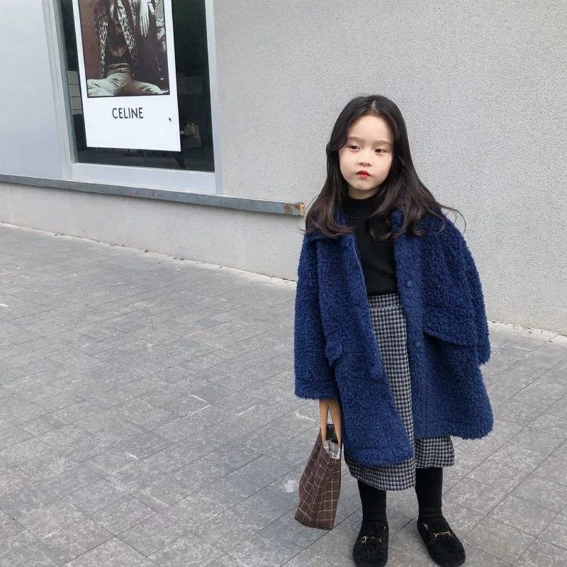

New Spring Winter Girl Coat Jackets Warm Mid-Length Clothing Kids Teenage Children Tops Thicken High Quality Temperament Suede