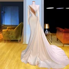 Женское вечернее платье-русалка, элегантное белое платье в арабском стиле, с высоким воротом, для торжественных мероприятий, вечерние платья из жемчуга