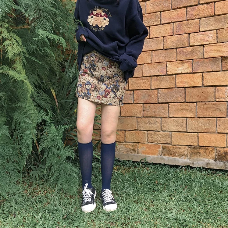 

2020 Новый Обтягивающая одежда короткая юбка высокой талии и милым рисунком героя из мультфильма Большие размеры ретро юбка-трапеция с вышив...