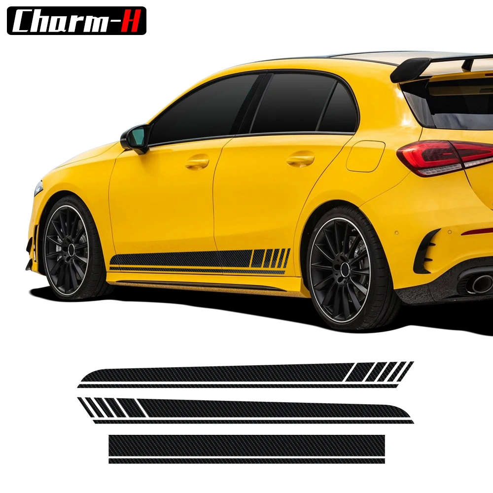 Версия 1 AMG виниловая наклейка на капот автомобиля боковые полосы юбку для Mercedes Benz