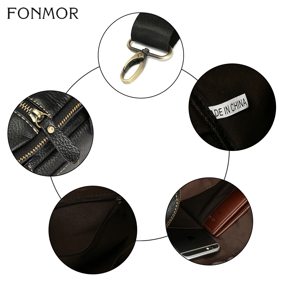 Мужская сумка мессенджер Fonmor черная многофункциональная через плечо из