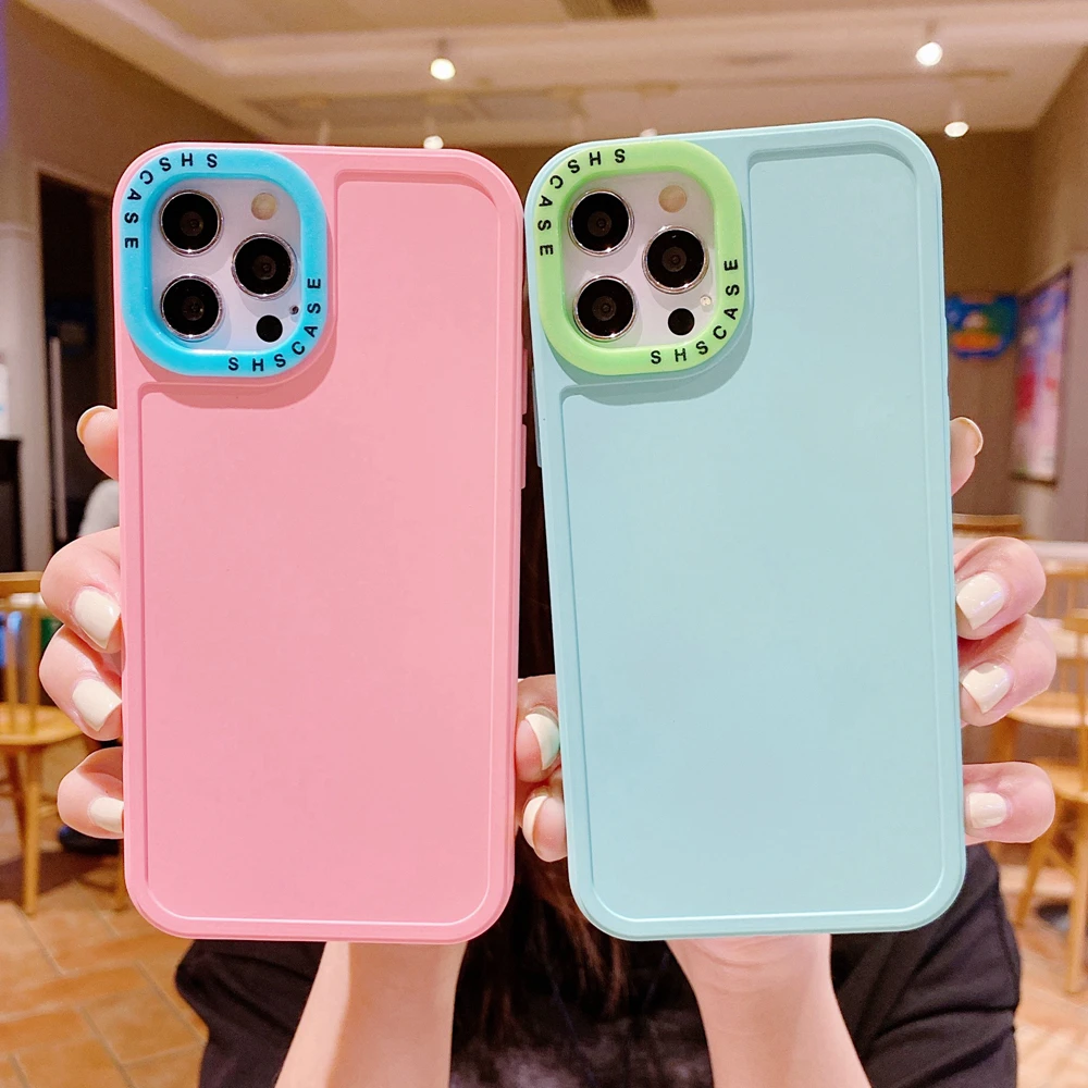 

Fashion Solid Candy Color Phone Case for iPhone 12 11 13 Pro X XS Max XR 7 8 Plus SE 2020 Matte Silicone Shockproof Cover Shell