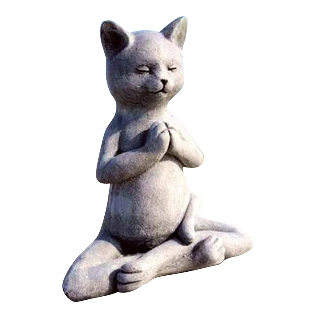 

Resin Cat Figurine Buddha Meditation Statue Home Decor Tabletop Sculpture