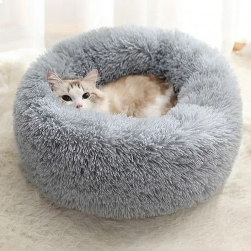 

Super Soft Pet Bed Kennel Round Cat Winter Warm Long Round Plush Puppy Cushion Mat Dog House Mats Sofa for Dog Pets Supplies