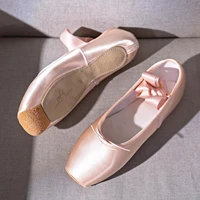 satin pointe shoes for girls and ladies professional ballet dance shoes with ribbon for school or home