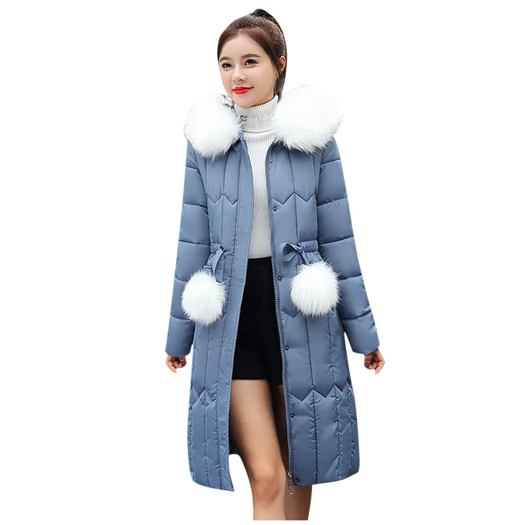 Женская однотонная длинная куртка SAGACE с длинными рукавами теплая хлопковая